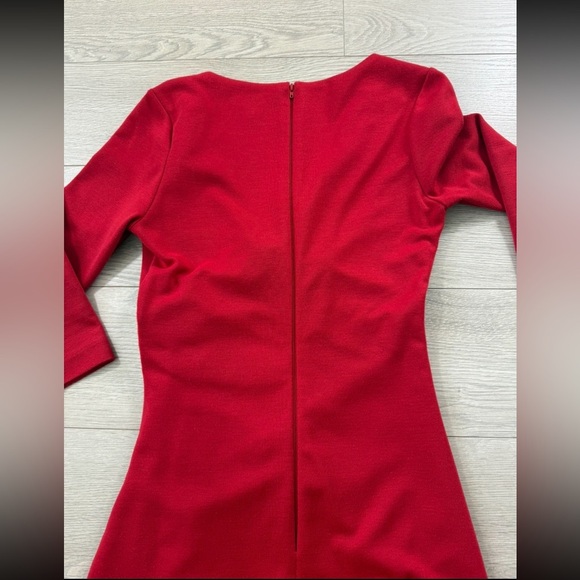 ASOS Red Deep V-neck 3/4 Sleeve Midi Dress - Picture 3 of 12